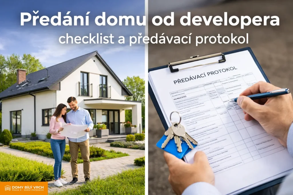 Kupující přebírají nový rodinný dům od developera a podepisují předávací protokol